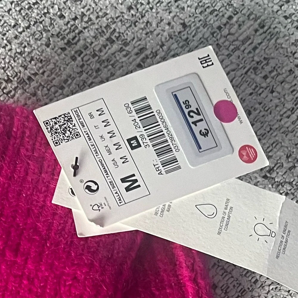 NWT Zara Ribbed Knit Fingerless Long Mitten in Fuchsia